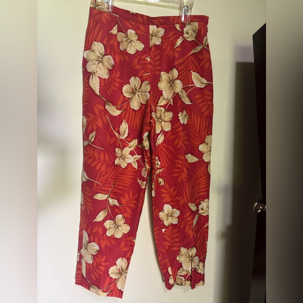 Talbots Floral Red Pants